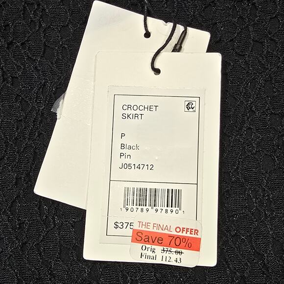 Theory Crochet Skirt Mini Dress Womens Petite Size Small Black Short Sleeve New - Picture 5 of 12